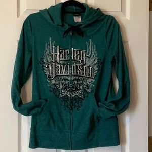 Blingy (Dark Teal) Harley-Davidson zip-up hoodie.